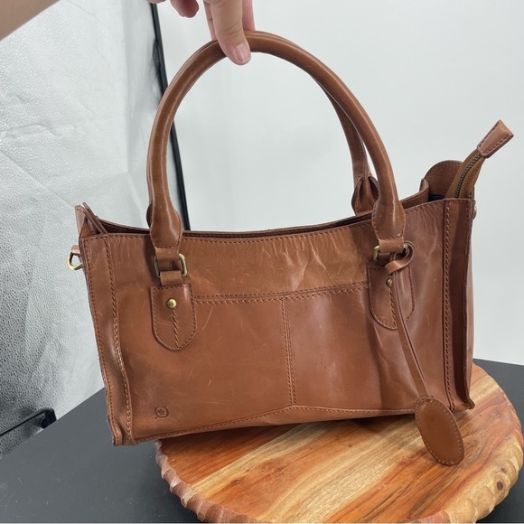 Born Eva Distressed Leather Satchel Light Purse zip closure bag brown - Picture 1 of 7